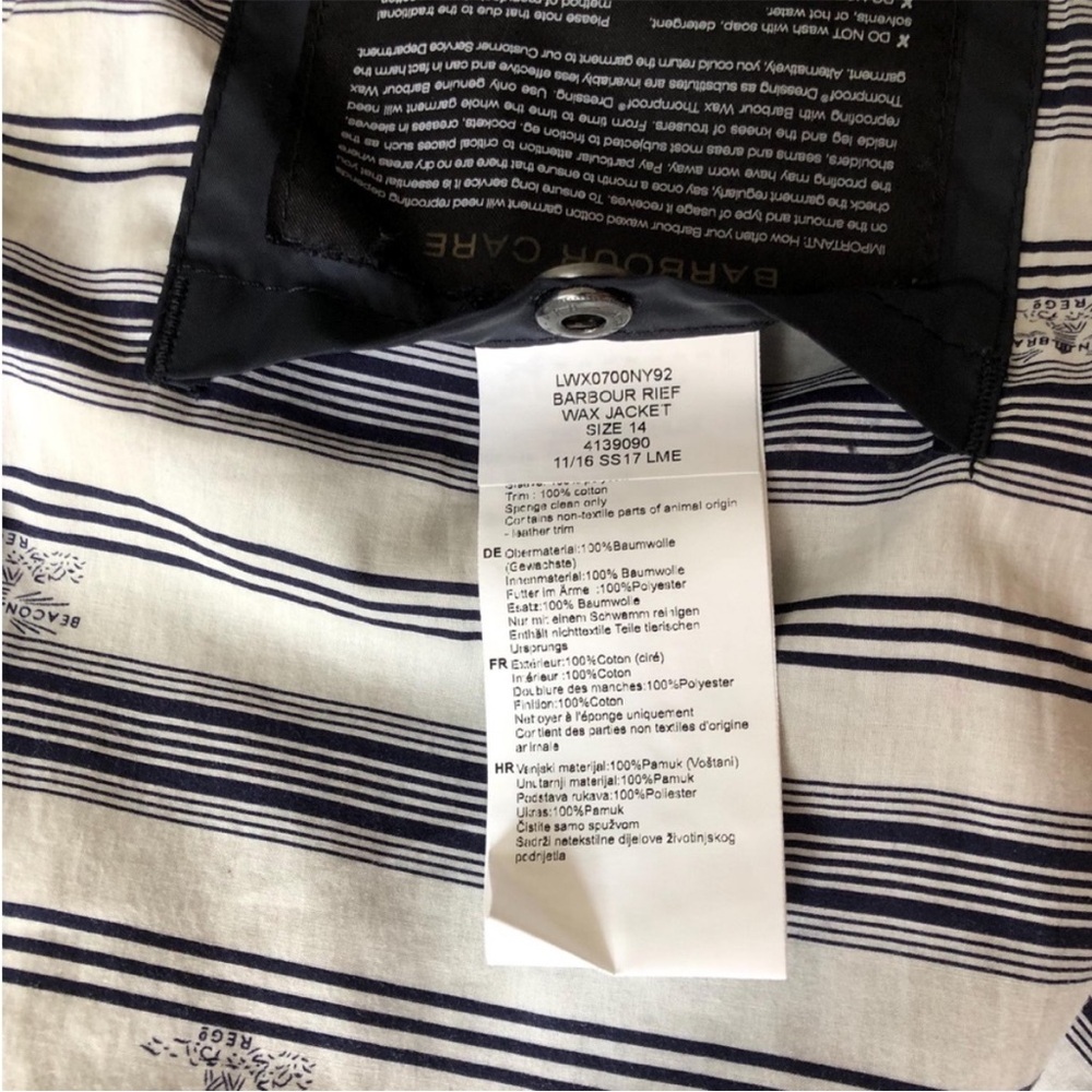 Barbour Navy Hooded Coat - Picture 7 of 13